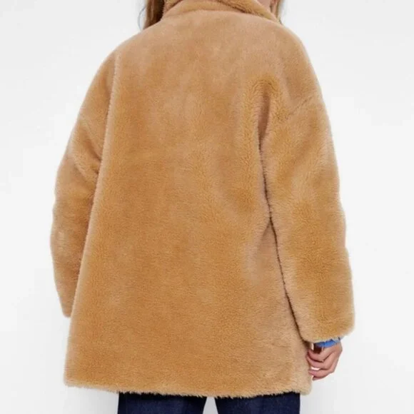 💋GORGEOUS!💋 ZARA FAUX FUR COAT IN LIGTH CAMEL - Picture 7 of 15